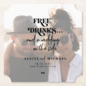 写真モダンフリー飲み物の結婚式の日付を保存 ペーパーコースター (正面)