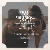 写真モダンフリー飲み物の結婚式の日付を保存 ペーパーコースター (正面)