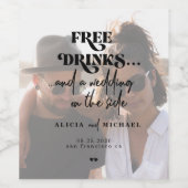 写真モダンフリー飲み物の結婚式の日付を保存 ワインラベル (シングルラベル)