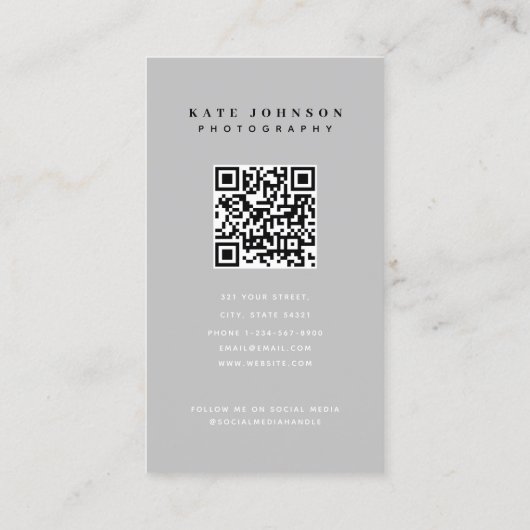 写真モダンフルフォトグスタイリッシュレイ 名刺 (裏面)