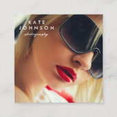 写真モダンフルフォトQRコードソーシャルメディア スクエア名刺 (正面)