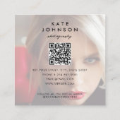 写真モダンフルフォトQRコードソーシャルメディア スクエア名刺 (裏面)