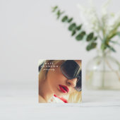 写真モダンフルフォトQRコードソーシャルメディア スクエア名刺 (スタンド正面)