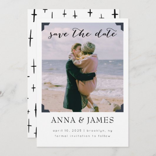 写真モダンフレーム日付の保存 セーブザデート (正面/裏面)