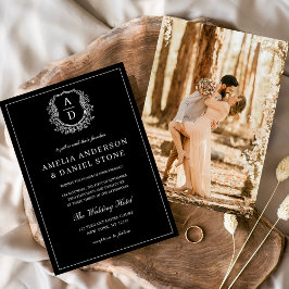 写真モダンフローラクレスト結婚モノグラムフォーマル 招待状