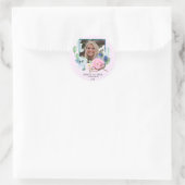 写真モダンフローラパーソナライズされた卒業 ラウンドシール (バッグ)