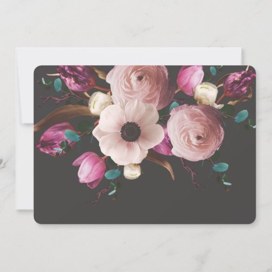 写真モダンフローラ結婚式の日付を保存 セーブザデート (裏面)