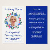 写真モダンフローラ記念祈りの言葉カード葬儀 (正面&裏面)