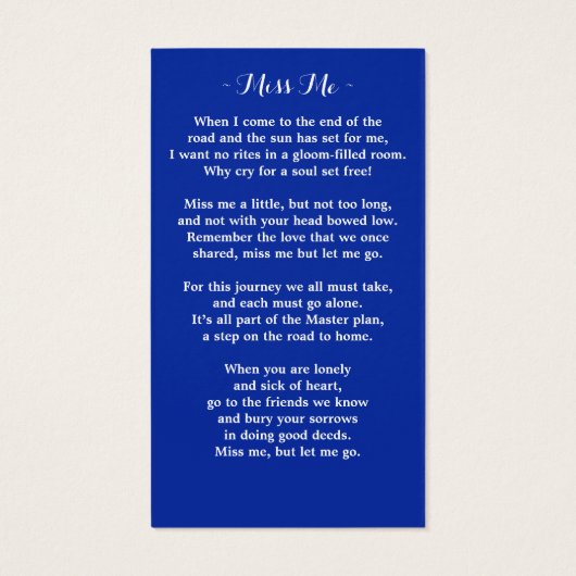 写真モダンフローラ記念祈りの言葉カード葬儀 (裏面)