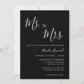 写真モダンブライダルシャワー付きブラックMs to Mrs 招待状 (正面)