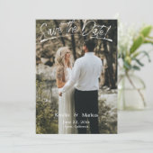 写真モダンブラシ手書き日付の保存 招待状 (スタンド正面)