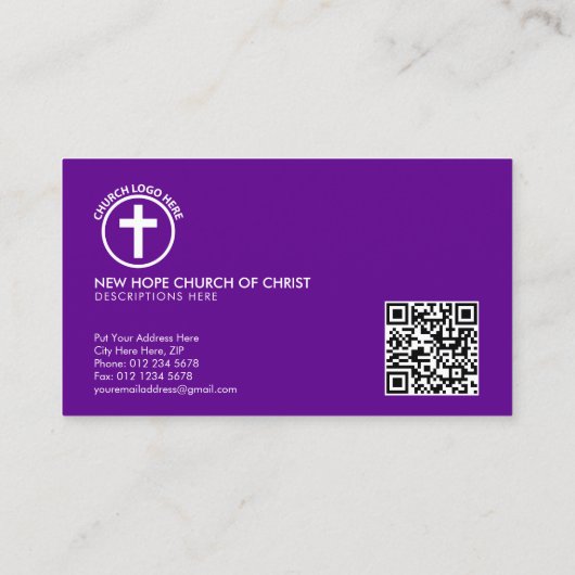 写真モダンブラック付きシニア牧師 名刺 (裏面)