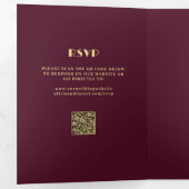 写真モダンブルゴーニュ金ゴールドrsvp詳細結婚s 三つ折り招待状 (内部最初)