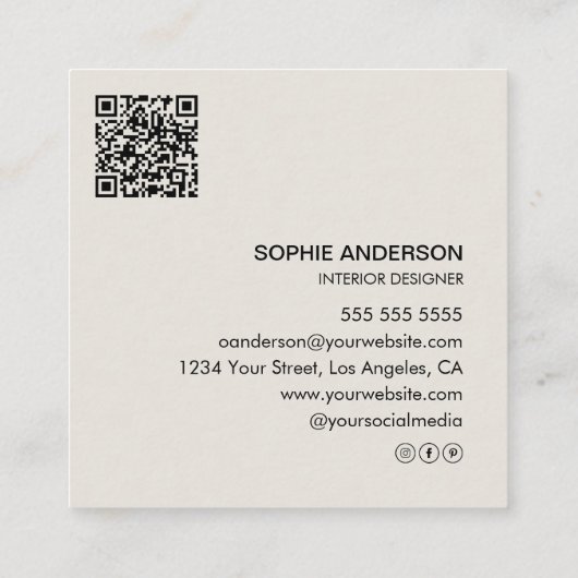 写真モダンプロフェッショナル スクエア名刺 (裏面)