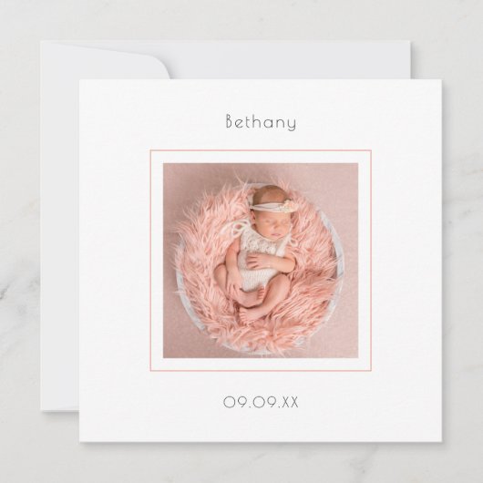 写真モダンベビーガール誕生発表 案内状 (正面)