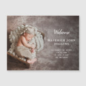 写真モダンベビーシンプル誕生発表 マグネット招待状 (正面)