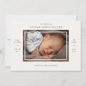 写真モダンベビー統計Birth Announcement Card 案内状 (正面)