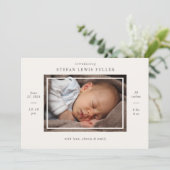 写真モダンベビー統計Birth Announcement Card 案内状 (スタンド正面)