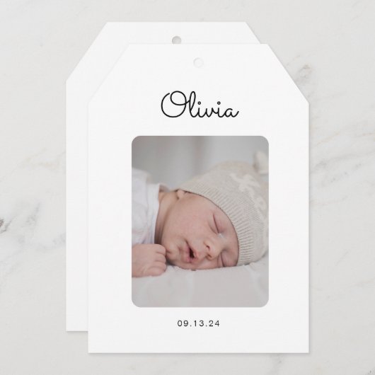 写真モダンベビー誕生発表 案内状 (正面/裏面)