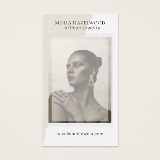 写真モダンホワイト手作りジュエリー気にカード (正面)