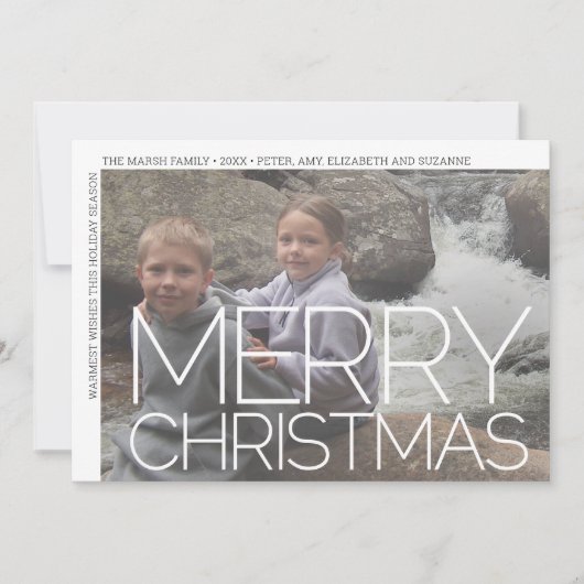 写真モダンホワミニマルイ縁どメリー・クリスマス シーズンカード (正面)