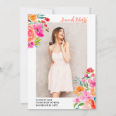 写真モダンボホオレンジフローラ卒業 招待状 (裏面)