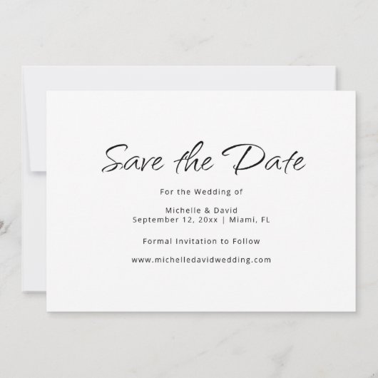 写真モダンボホシンプル行き先結婚式 セーブザデート (裏面)