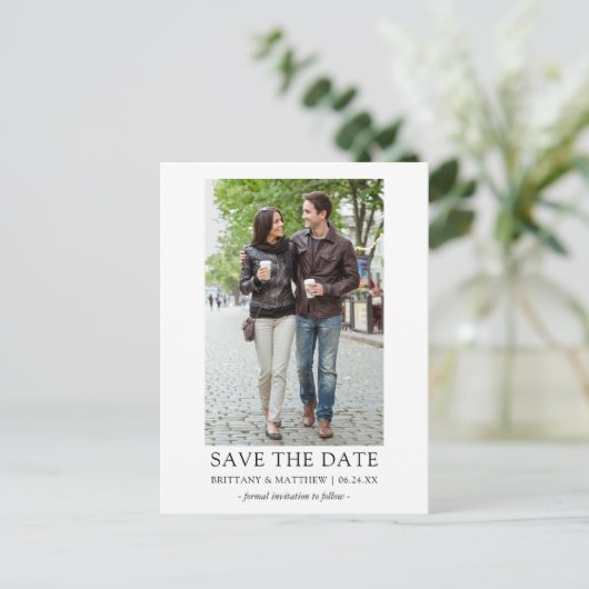 写真モダンミニマシンプルリストの日付の保存 ポストカード (スタンド正面)