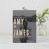 写真モダンミニマルとQRコード結婚 招待状 (スタンド正面)