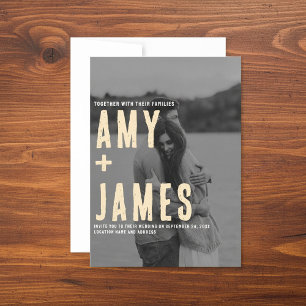 写真モダンミニマルとQRコード結婚 招待状