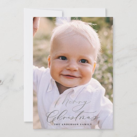 写真モダンミニマルのクリスマスエレガント脚本 シーズンカード (正面)