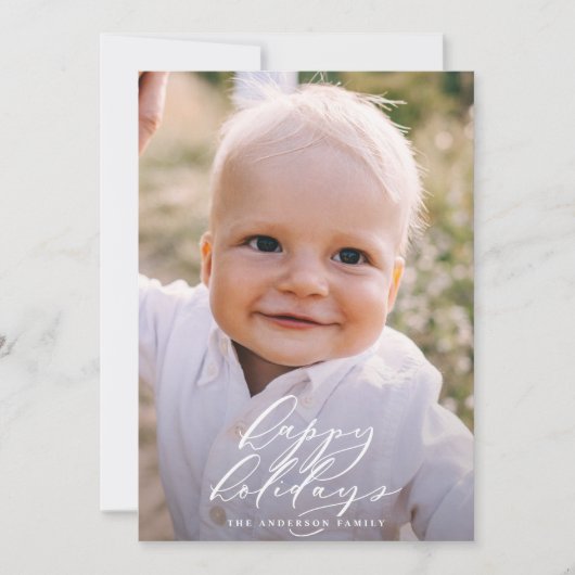 写真モダンミニマルのクリスマスエレガント脚本 シーズンカード (正面)