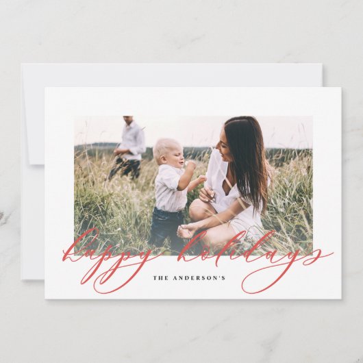 写真モダンミニマルのクリスマスエレガント脚本 シーズンカード (正面)