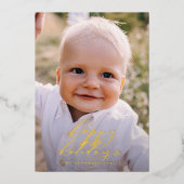 写真モダンミニマルのクリスマスエレガント脚本 箔シーズンカード (正面)