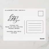 写真モダンミニマルのクリスマスエレガント脚本 箔シーズンポストカード (裏面)