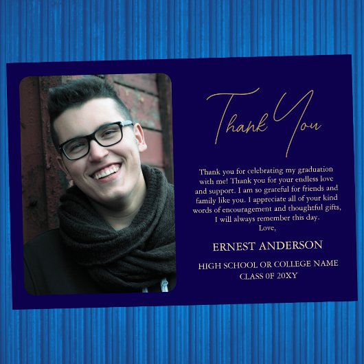 写真モダンミニマルの卒業サンキューカード 招待状