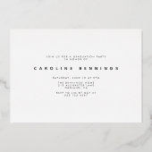 写真モダンミニマルの卒業金ゴールド 箔招待状 (裏面)