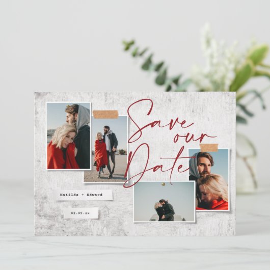 写真モダンミニマルの結婚式は日付を保存する (スタンド正面)