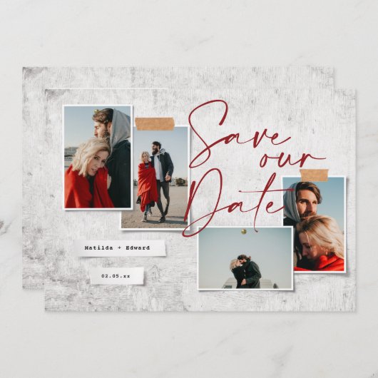 写真モダンミニマルの結婚式は日付を保存する (正面/裏面)