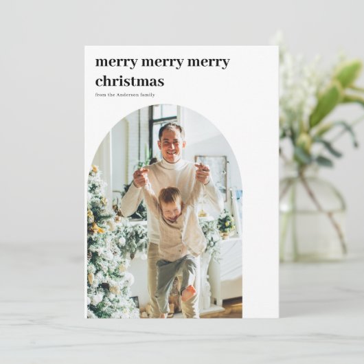 写真モダンミニマルアーチメリークリスマス 招待状 (スタンド正面)