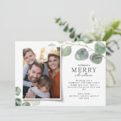 写真モダンミニマルクリスマスエレガントユーカリ シーズンカード (スタンド正面)