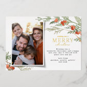 写真モダンミニマルクリスマスエレガントユーカリ 箔シーズンカード (正面)