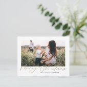 写真モダンミニマルクリスマスエレガント脚本Holi シーズンポストカード (スタンド正面)