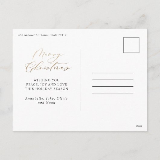 写真モダンミニマルクリスマスエレガント脚本Holi シーズンポストカード (裏面)