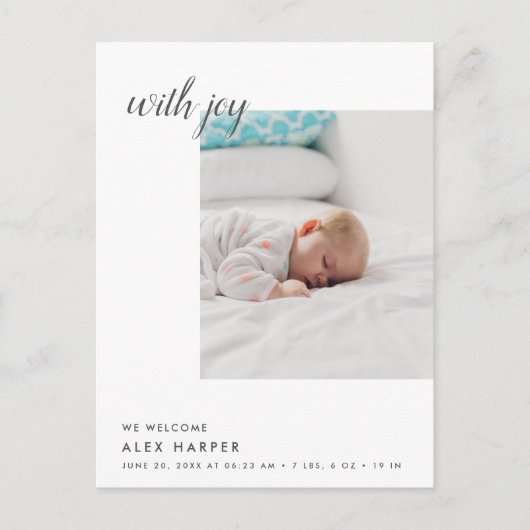 写真モダンミニマルコラージュ誕生 案内ポストカード (正面)