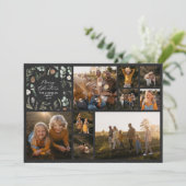 写真モダンミニマルコラージュ黒クリスマス シーズンカード (スタンド正面)