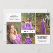 写真モダンミニマルコラージュSweet sixteen 招待状 (正面)