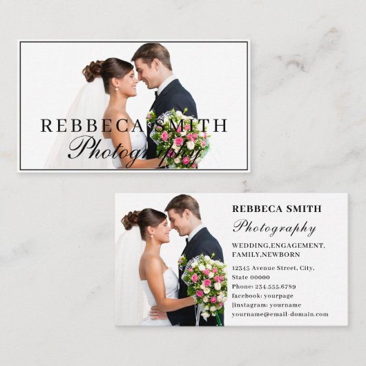 写真モダンミニマルシンプル写真白 名刺 (正面/裏面)