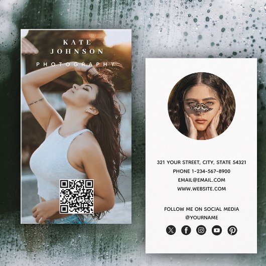 写真モダンミニマルシンプル写真QRコード 名刺