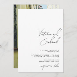 写真モダンミニマル付き結婚式招待状 招待状